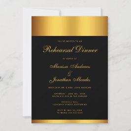 Invitación Ensayo de monograma de oro negro de lujo
