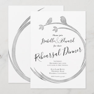 Invitación Ensayo de pájaros de amor gris acuarela minimalist