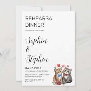 Invitación Ensayo de Pareja de Gatos Enamorados