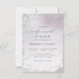 Invitación Ensayo de Relieve metalizado plateado púrpura de l