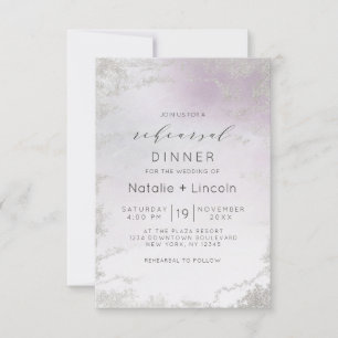 Invitación Ensayo de Relieve metalizado plateado púrpura de l