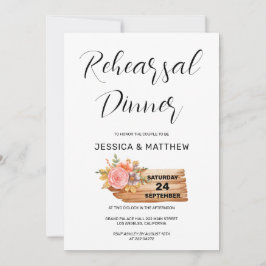 Invitación Ensayo de Rótulo de flores y madera de otoño