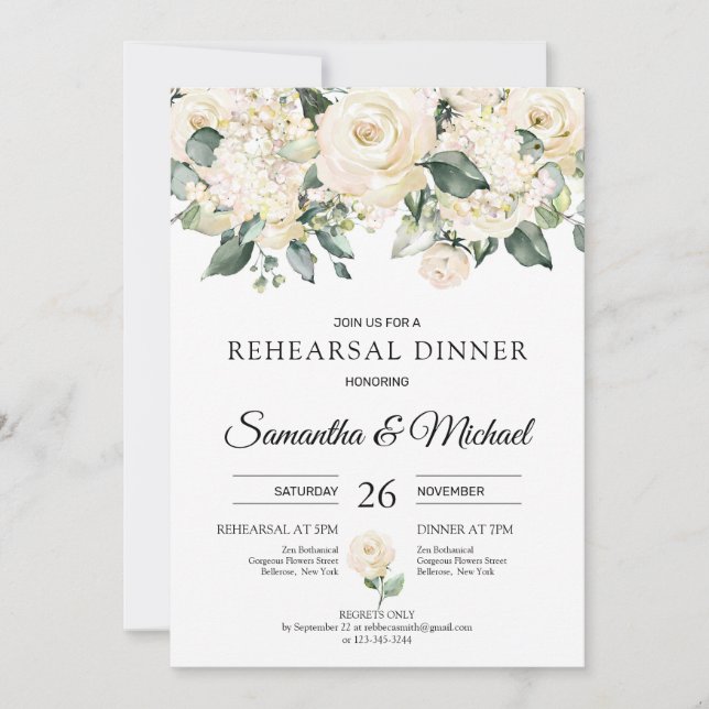 Invitación Ensayo de vegetación de rosas blancas bohemias (Anverso)