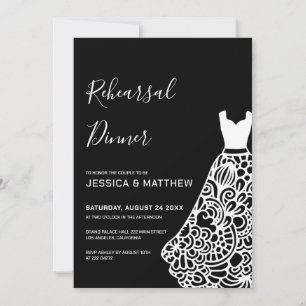 Invitación Ensayo de vestir de Boda de encaje blanco