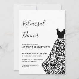 Invitación Ensayo de vestir de Boda de encaje negro