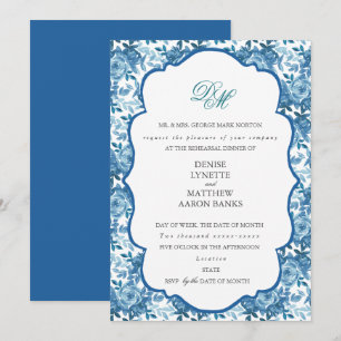 Invitación Ensayo del Boda azul de azúcar y paracaídas de esp