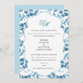 Invitación Ensayo del Boda azul de azúcar y paracaídas de esp