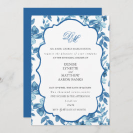Invitación Ensayo del Boda azul de azúcar y paracaídas de esp