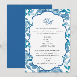 Invitación Ensayo del Boda azul de azúcar y paracaídas de esp