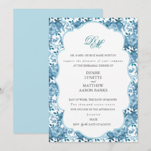 Invitación Ensayo del Boda azul de azúcar y paracaídas de esp