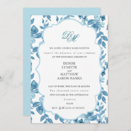 Invitación Ensayo del Boda azul de azúcar y paracaídas de esp