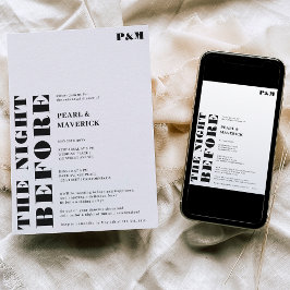 Invitación Ensayo del boda blanco negro y negrita