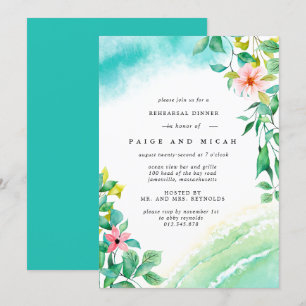 Invitación Ensayo del Boda de acuarela tropical botánico