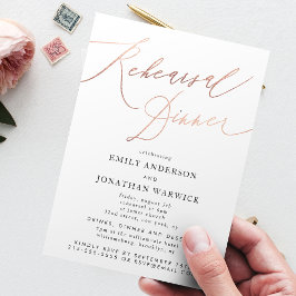 Invitación Ensayo del Boda de caligrafía de oro Rosa moderno