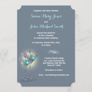 Invitación Ensayo del boda del cóctel blanco azul