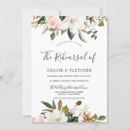 Invitación Ensayo del Boda floral blanco de Rubor