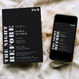 Invitación Ensayo del boda negro blanco y negrita