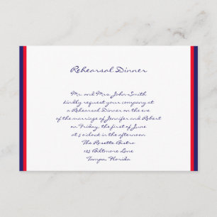 Invitación Ensayo del Boda rojo blanco y azul