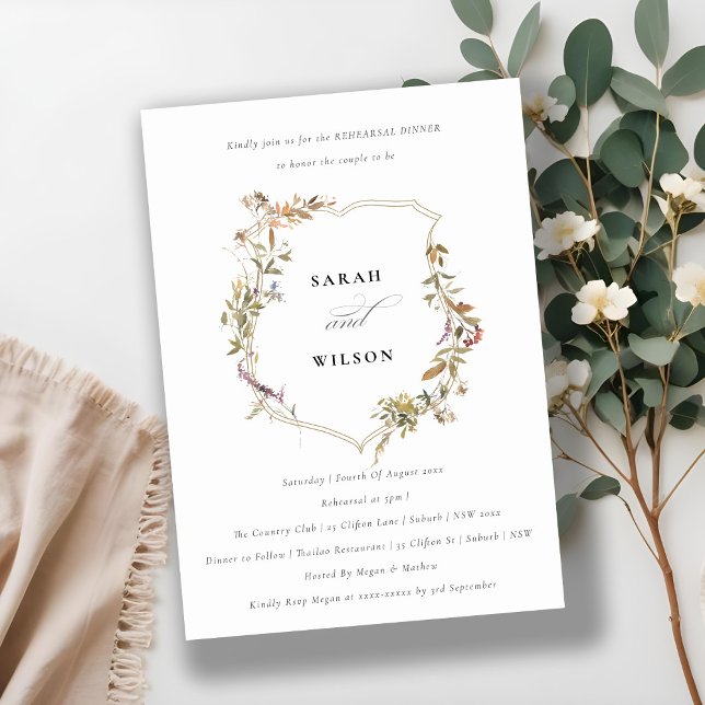 Invitación Ensayo del Escudo de flores silvestres de Rubor ro (Subido por el creador)