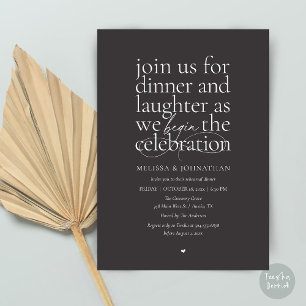 Invitación Ensayo Elegante de Cena de Amor y Risa Minimal