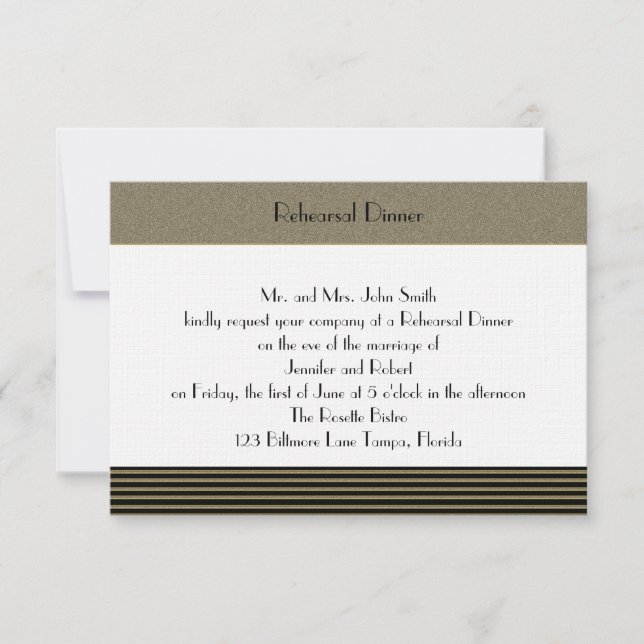 Invitación Ensayo elegante de la boda del art déco (Anverso)