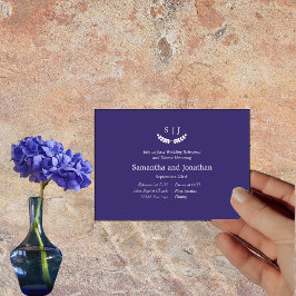 Invitación Ensayo elegante monograma azul de tono de joyas