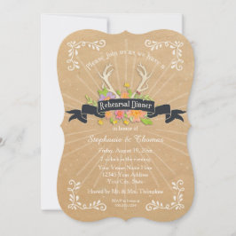 Invitación Ensayo Fiesta de cena Antler Wildflower Starburst