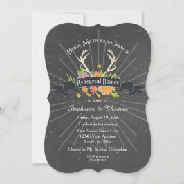 Invitación Ensayo Fiesta de cena Antler Wildflower Starburst