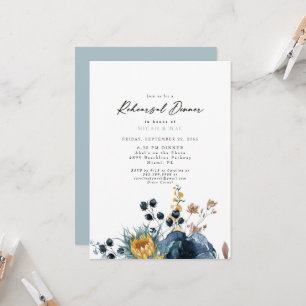 Invitación Ensayo floral azul y girasol