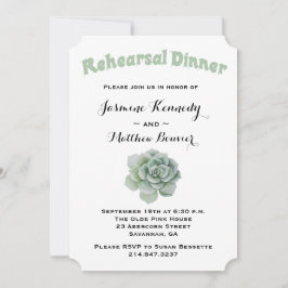 Invitación Ensayo floral Cena Cactus Éxito Verde