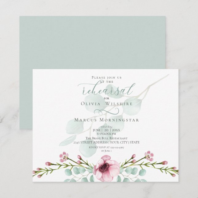 Invitación Ensayo | Flores y follaje de primavera frescos (Anverso / Reverso)