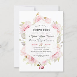 Invitación Ensayo geométrico floral rosado de bonito Cena