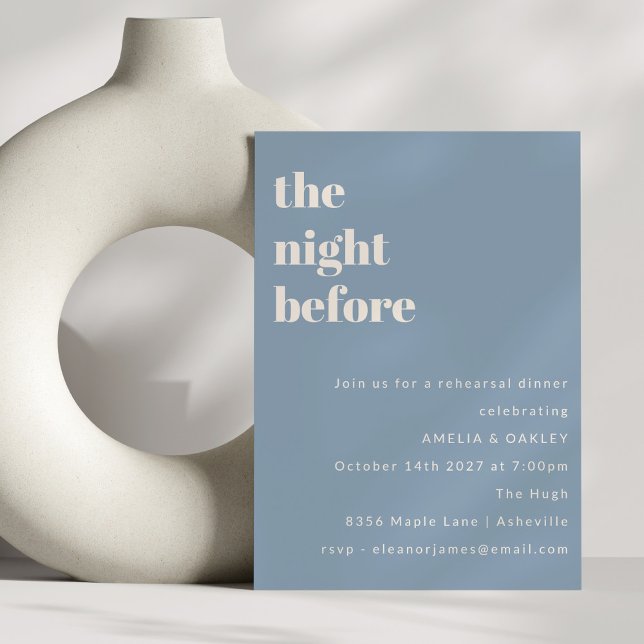 Invitación Ensayo Minimalista Dusty Blue Simple Cena (Subido por el creador)