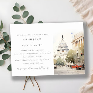 Invitación Ensayo mínimo de acuarela de Washington DC