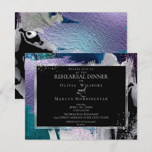 Invitación Ensayo   Moderno Brillo Negrita Lila Verde Acuátic