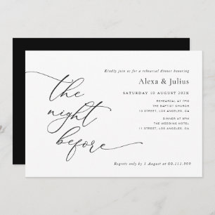 Invitación Ensayo Moderno Del Boda Blanco Y Negro