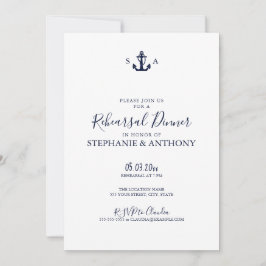Invitación Ensayo monograma de anclaje azul de la Marina Náut