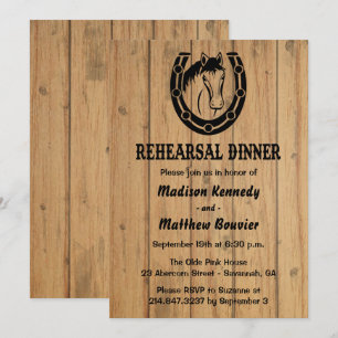 Invitación Ensayo occidental cena Boda rústico de madera de c