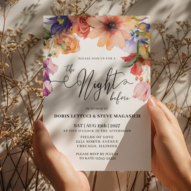 Invitación Ensayo Peach Purple Pink Floral Cena (Subido por el creador)