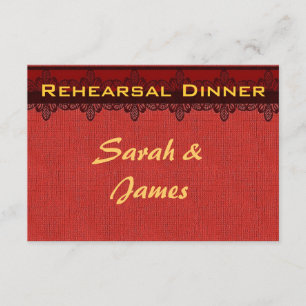 Invitación Ensayo rojo del boda del vintage del brocado del