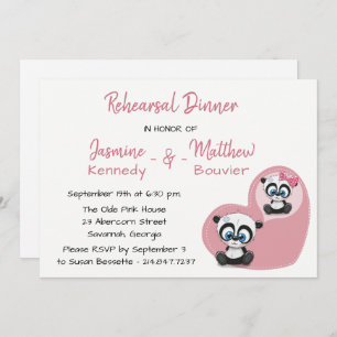 Invitación Ensayo rosa cena Panda Teddy Bear Boda