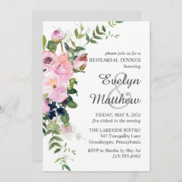 Invitación Ensayo Rubor Rosa Floral Bouquet Gray