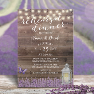 Invitación Ensayo rústico floral de lavanda de linterna vinta