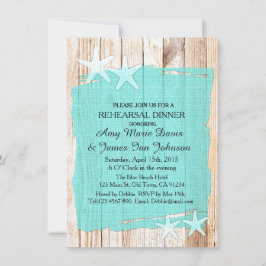 Invitación Ensayo rústico-turquesa invita a la cena