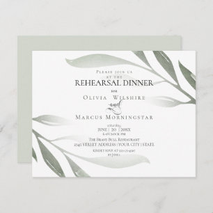 Invitación Ensayo   Sage Green Olive Branch Watercolor