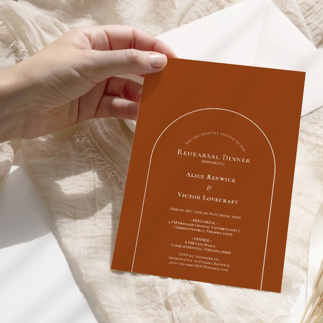 Invitación Ensayo simple del Boda de Terracota del Arco Boho (Subido por el creador)