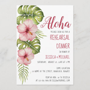 Invitación Ensayo tropical Cena Aloha Floral acuarela
