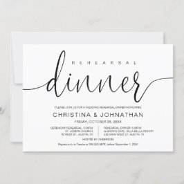 Invitación Ensayo y cena boda, caligrafía moderna