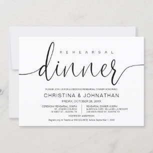 Invitación Ensayo y cena boda, caligrafía moderna