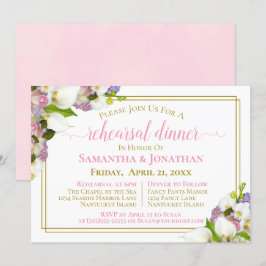 Invitación Ensayo y cena de Boda rosa floral de primavera